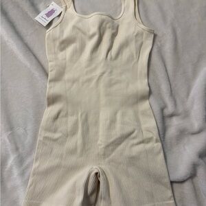 Angel Cream Ribbed Jumpsuit